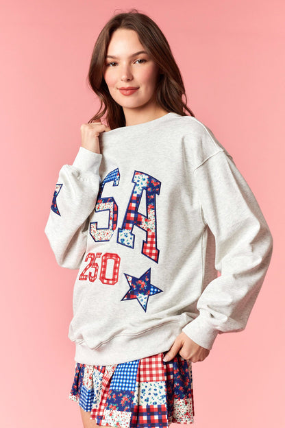 USA girl Embroidered Sweatshirt