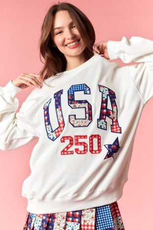 USA girl Embroidered Sweatshirt