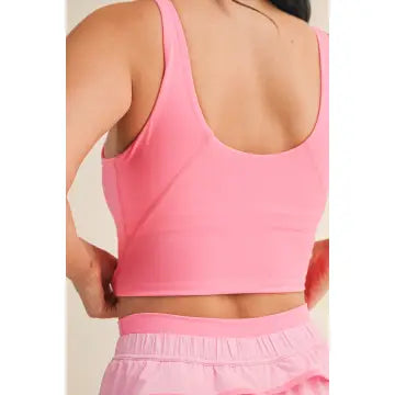 Taylor Cropped Tank Top- Hot Pink