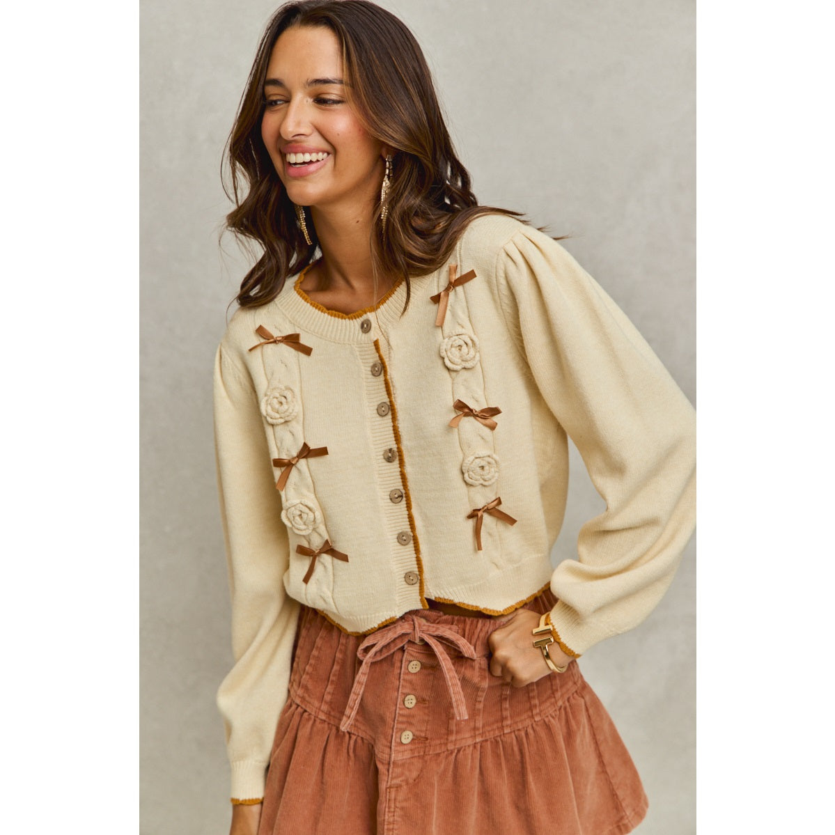 Golden Harvest Bow Cardigan