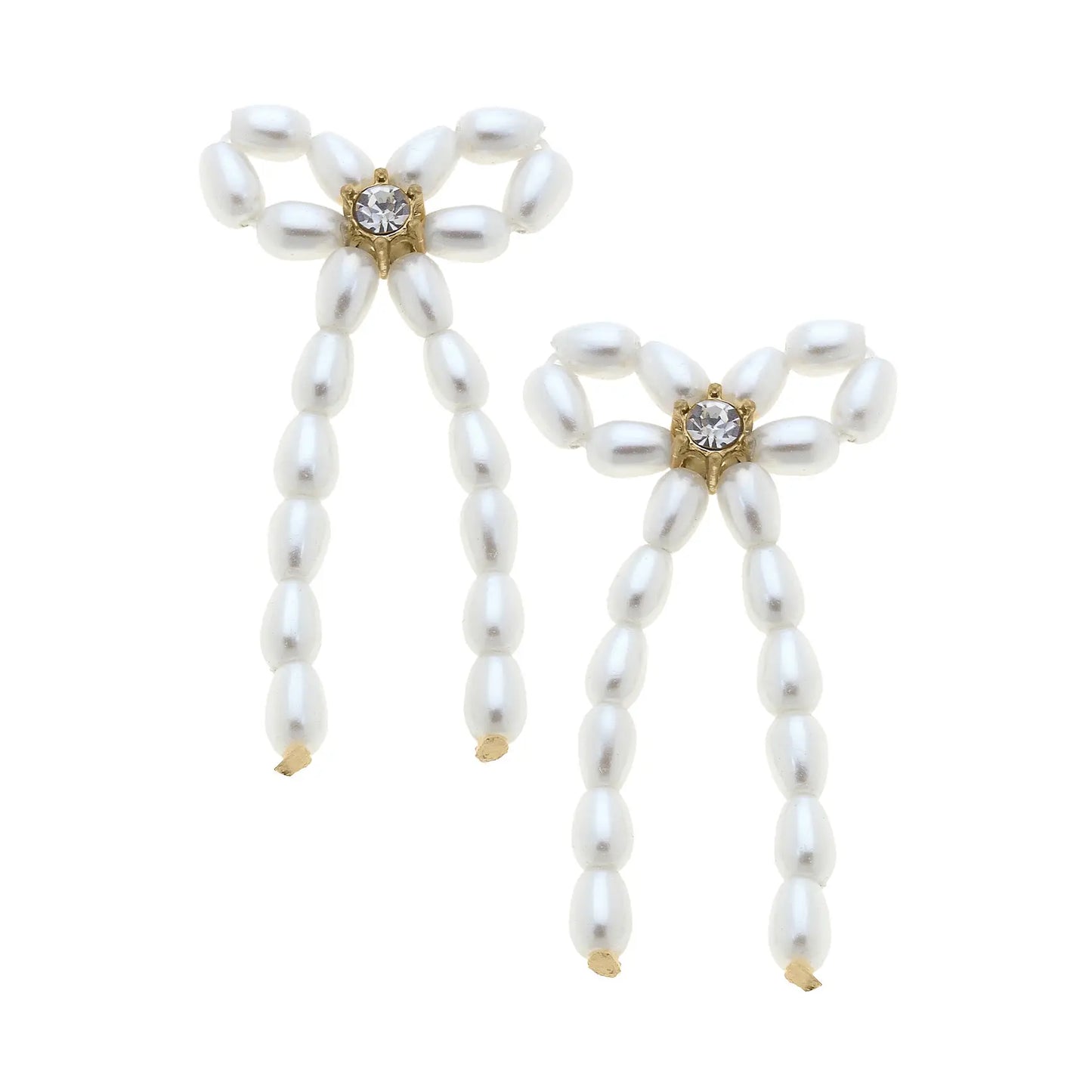 Kristin Pearl Beaded Bow Earrings in Ivory