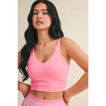 Taylor Cropped Tank Top- Hot Pink