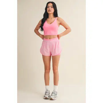 Taylor Cropped Tank Top- Hot Pink