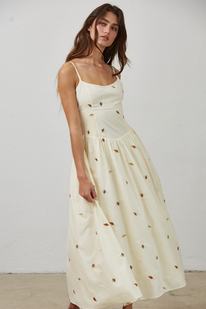 Autumn Leaf Embroidered Maxi Dress