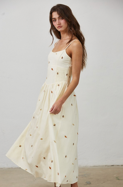 Autumn Leaf Embroidered Maxi Dress