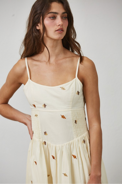 Autumn Leaf Embroidered Maxi Dress