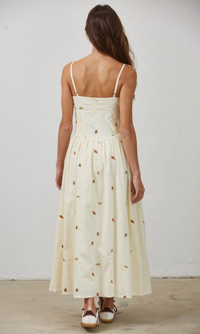 Autumn Leaf Embroidered Maxi Dress