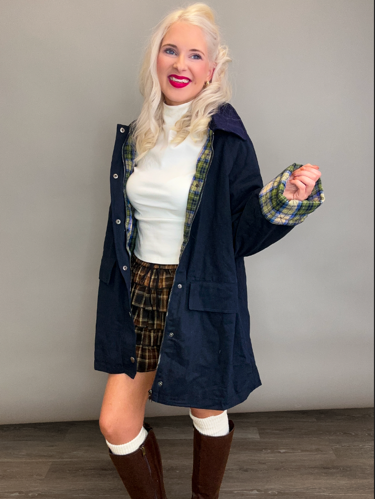 Fireside Barn Jacket with plaid contrast