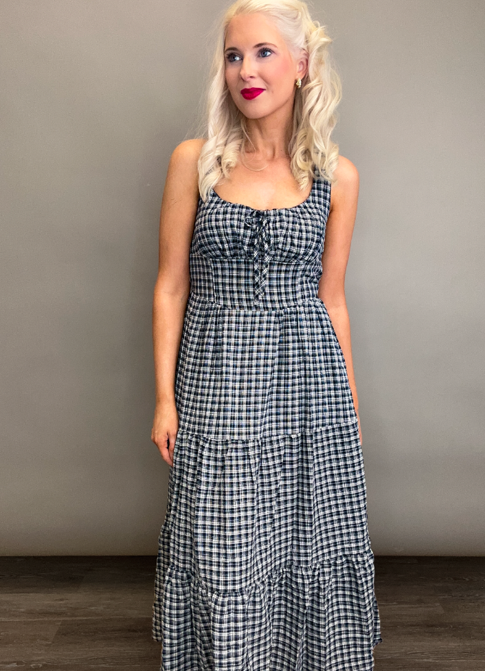 Charles Street Plaid Midi Dress
