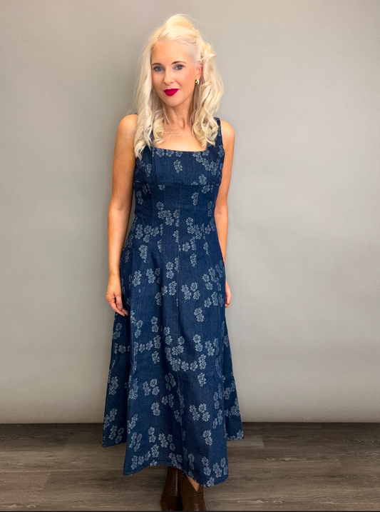 Fall Breeze Denim Midi Dress