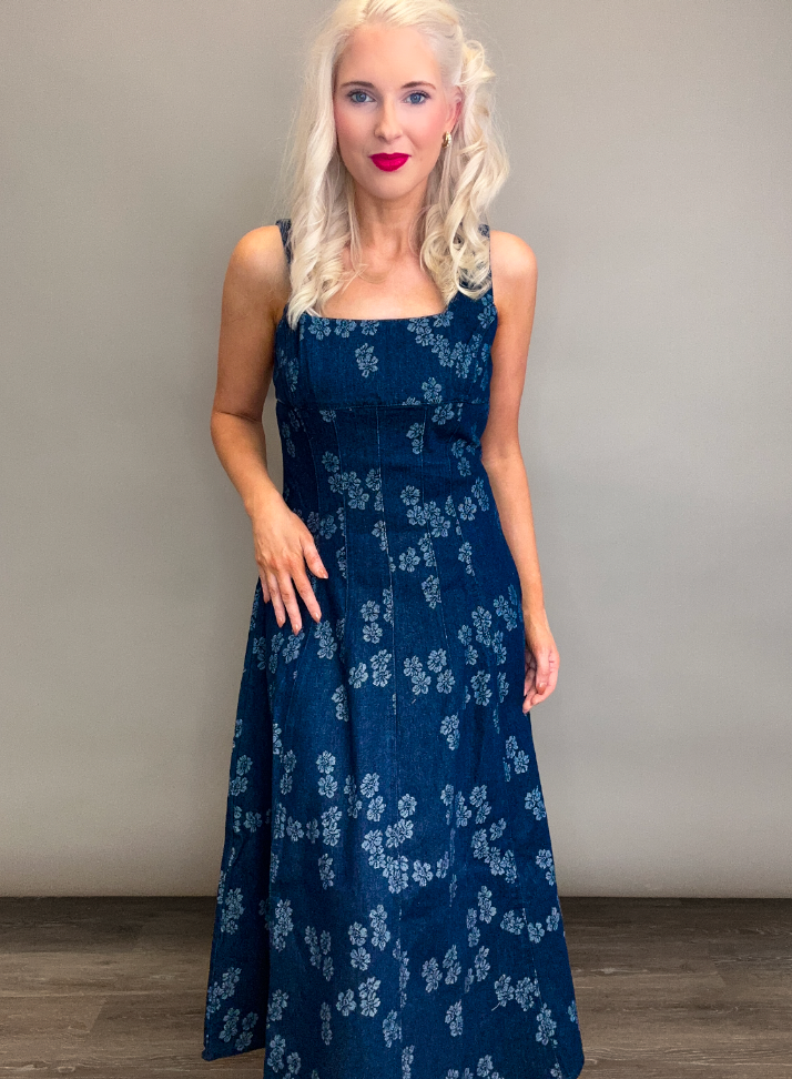 Fall Breeze Denim Midi Dress