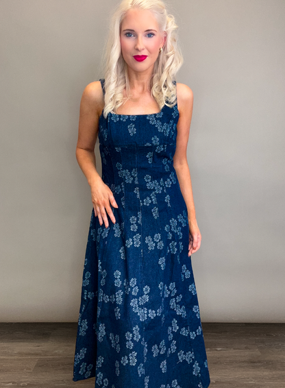 Fall Breeze Denim Midi Dress