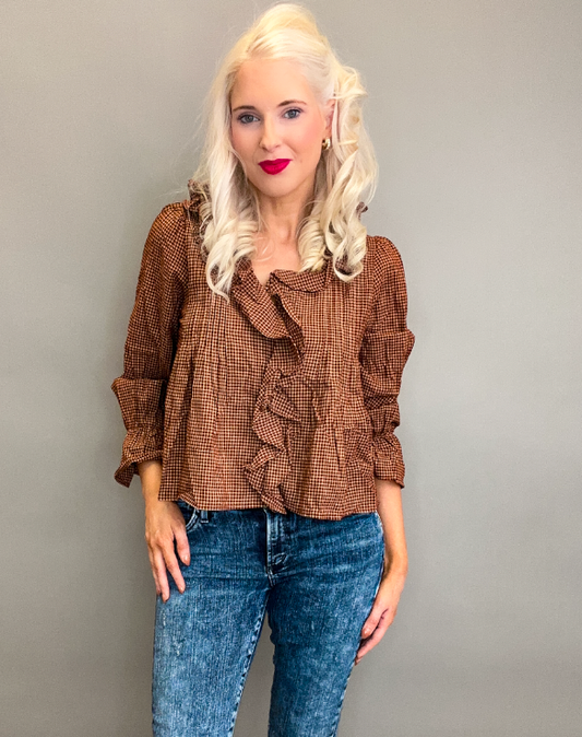 Cinnamon Ruffle Blouse
