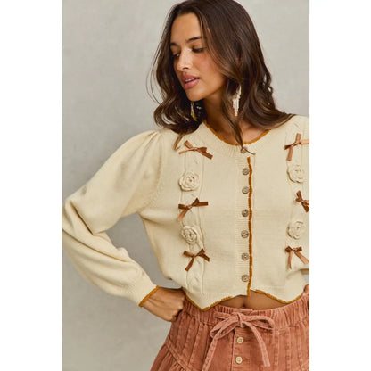 Golden Harvest Bow Cardigan