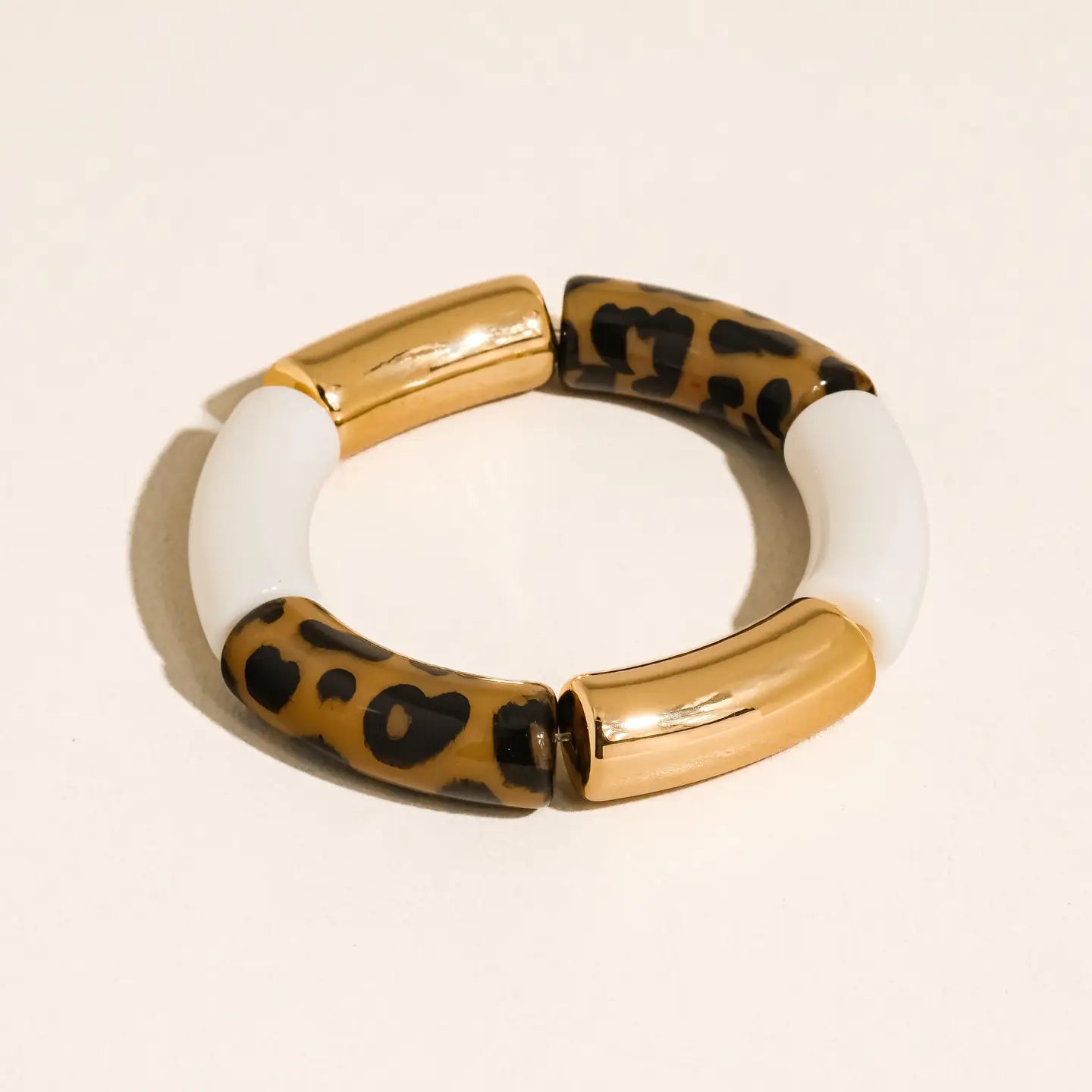 Aira 18K Gold Non-Tarnish Chunky Leopard Resin Bangle Set