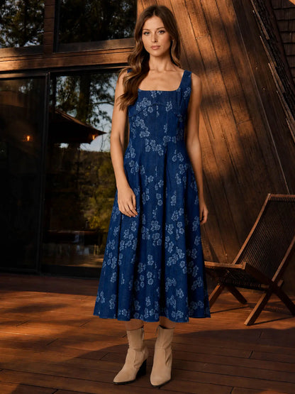 Fall Breeze Denim Midi Dress