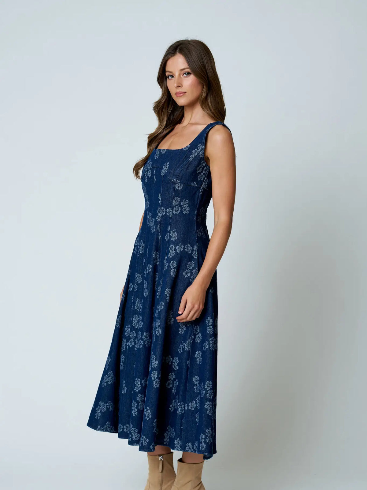 Fall Breeze Denim Midi Dress
