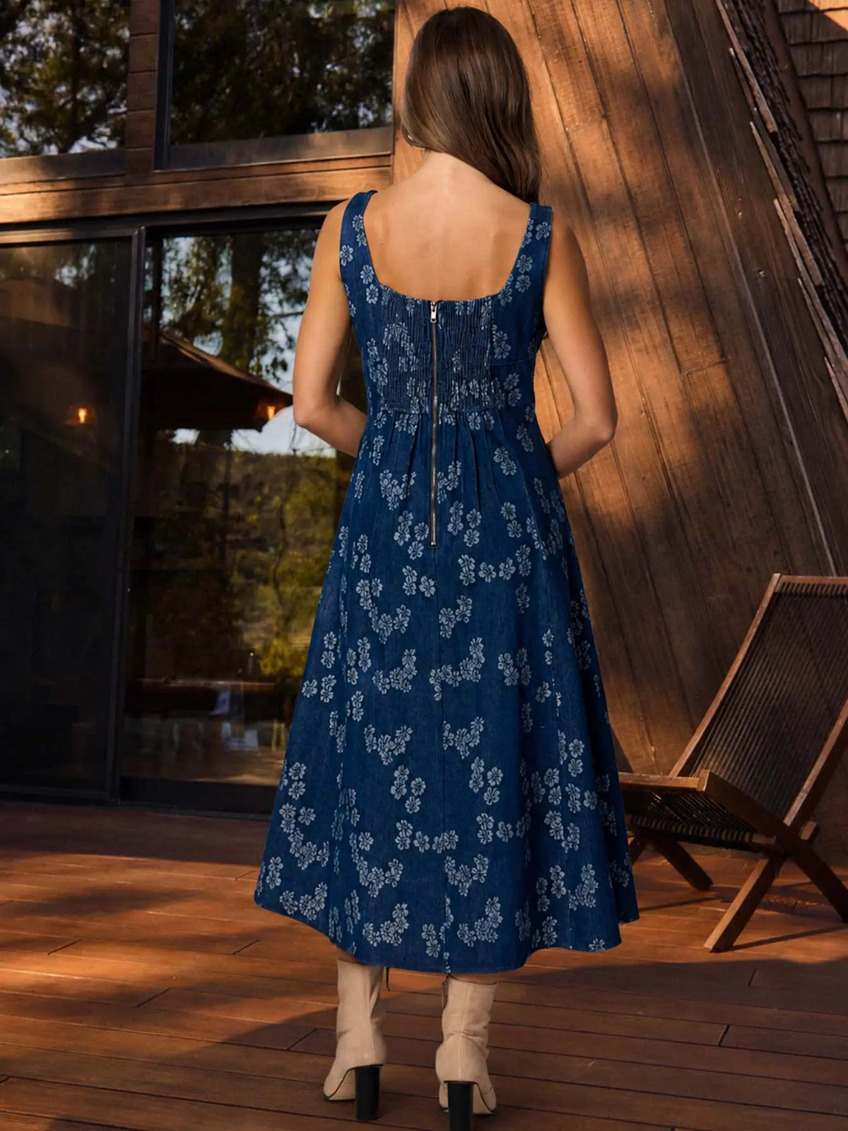 Fall Breeze Denim Midi Dress