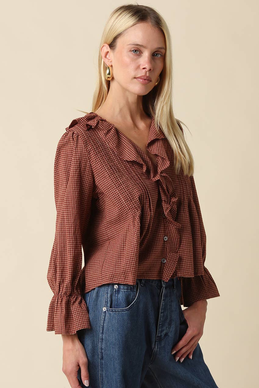 Cinnamon Ruffle Blouse