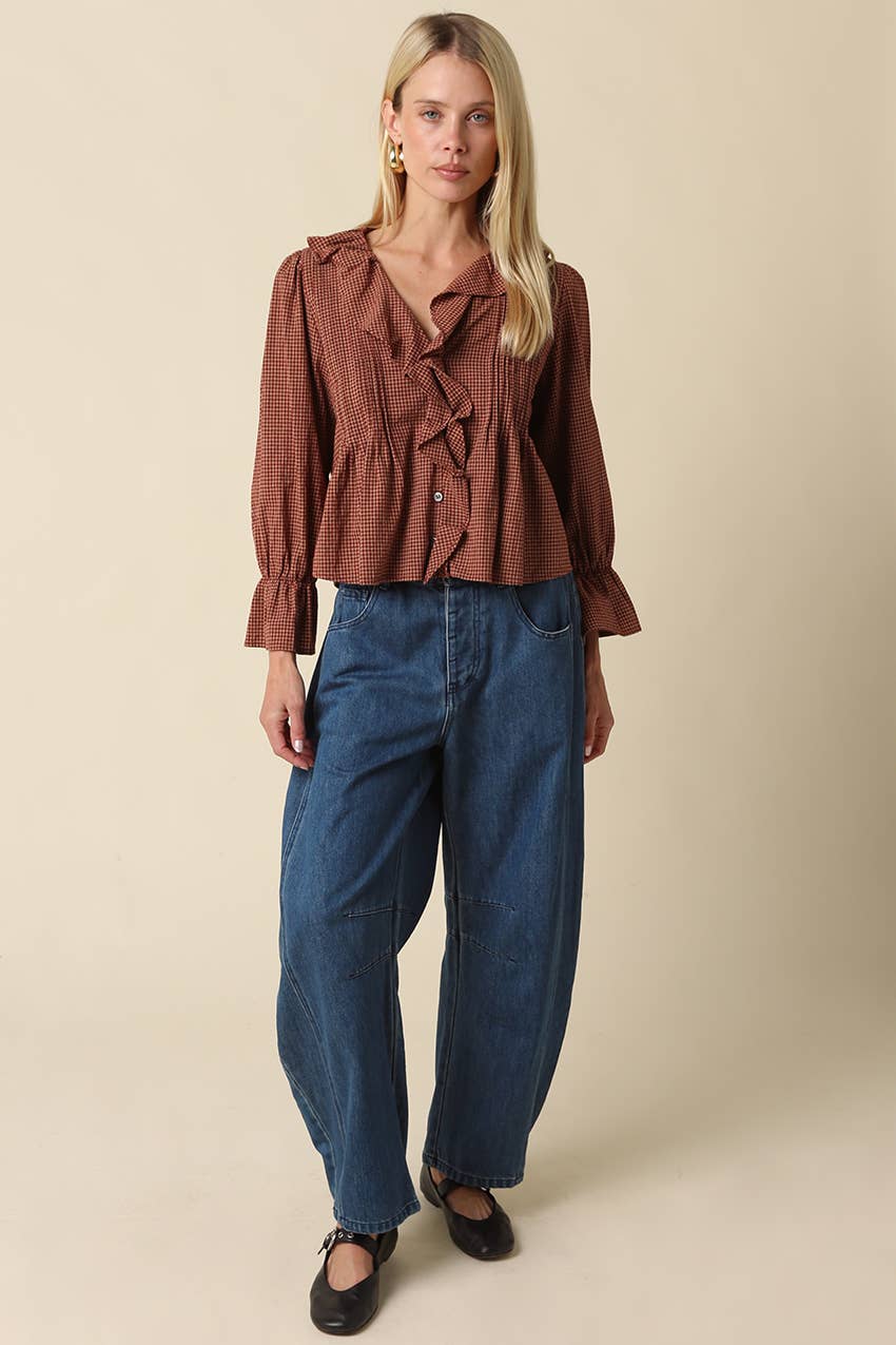 Cinnamon Ruffle Blouse