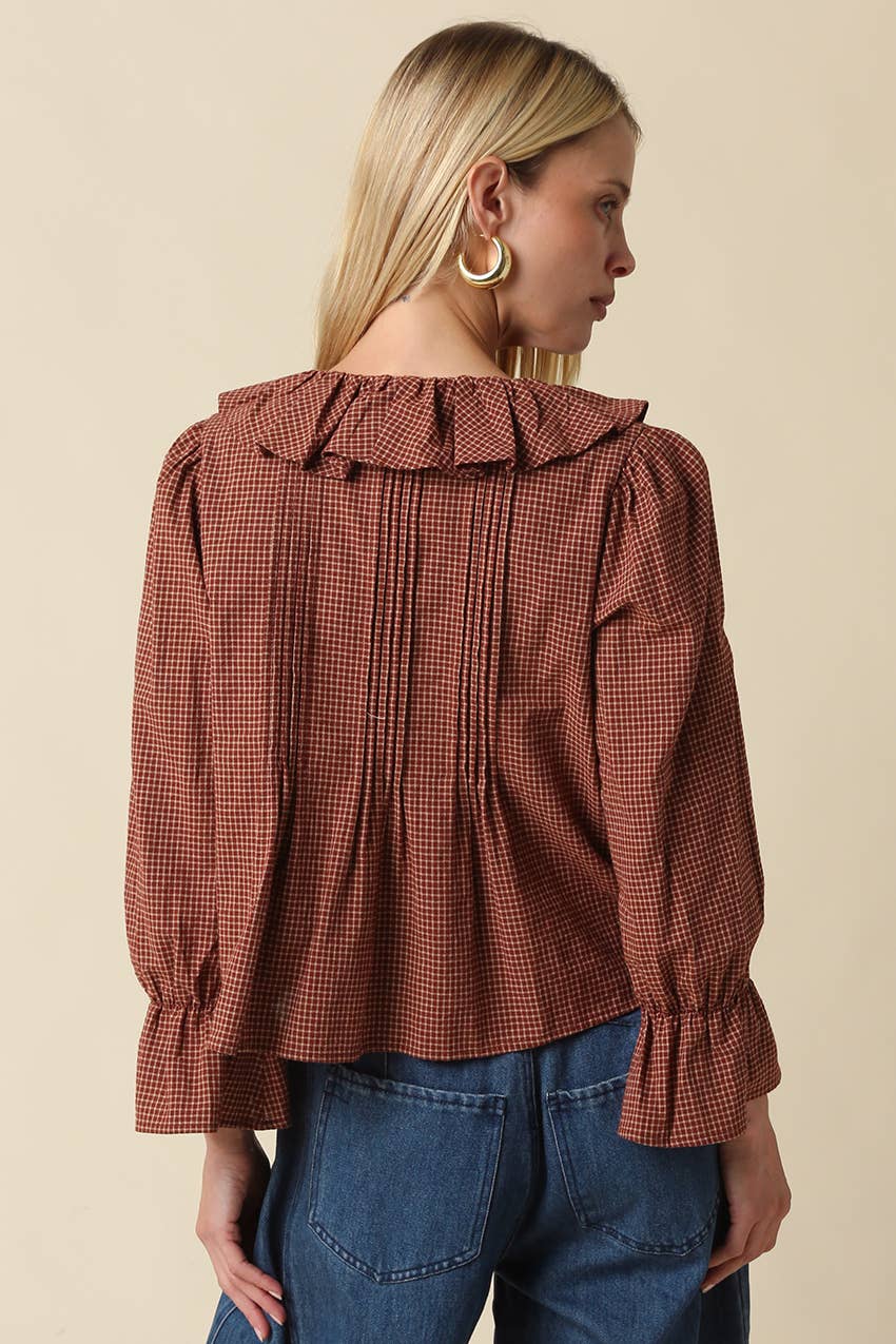 Cinnamon Ruffle Blouse