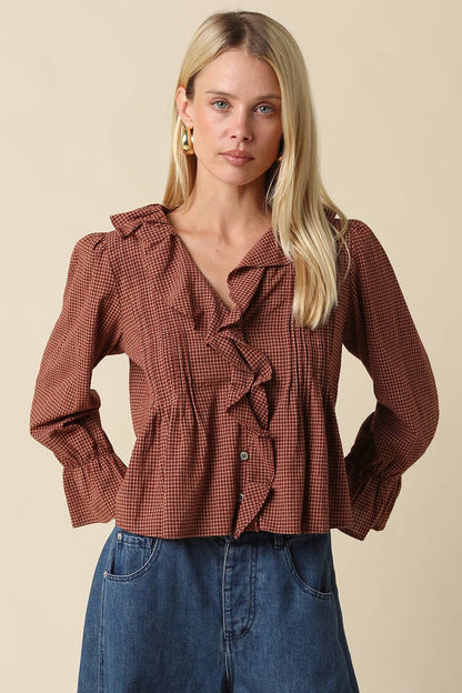 Cinnamon Ruffle Blouse