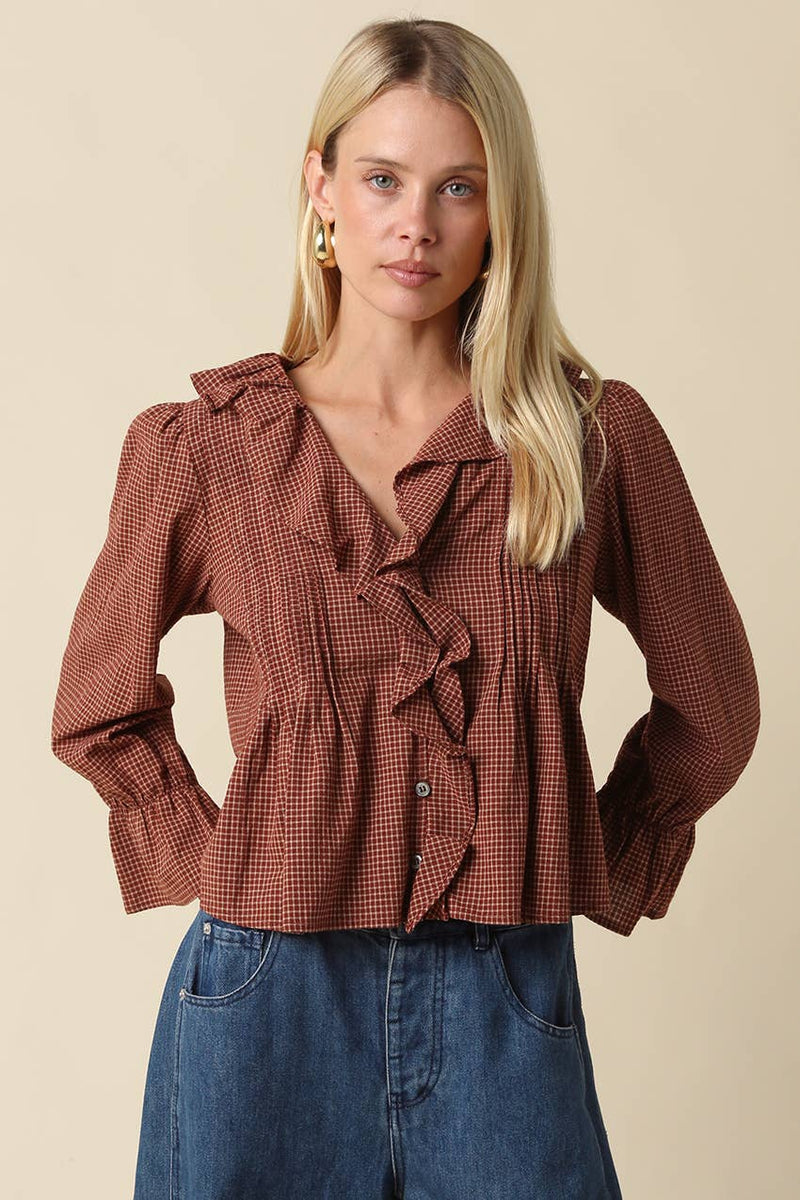 Cinnamon Ruffle Blouse