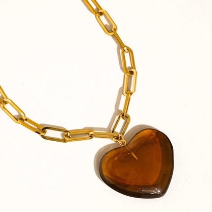 September Love 18K Gold Non-Tarnish Heart Chain Necklace