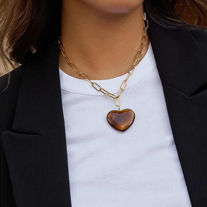 September Love 18K Gold Non-Tarnish Heart Chain Necklace