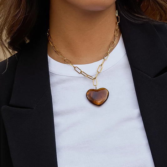 September Love 18K Gold Non-Tarnish Heart Chain Necklace
