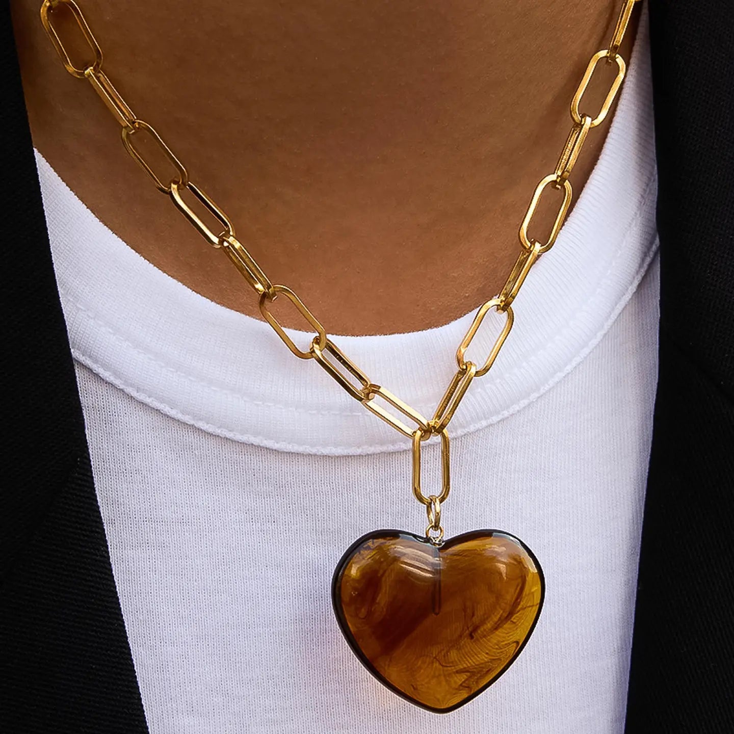 September Love 18K Gold Non-Tarnish Heart Chain Necklace