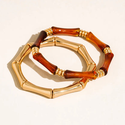 18K Gold Bamboo Bangle Set