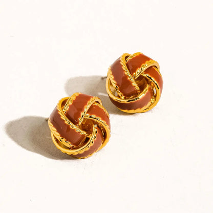 Astor 18K Gold Basket Weaved Ball Studs