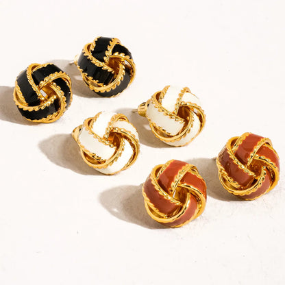 Astor 18K Gold Basket Weaved Ball Studs