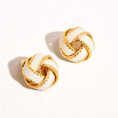 Astor 18K Gold Basket Weaved Ball Studs