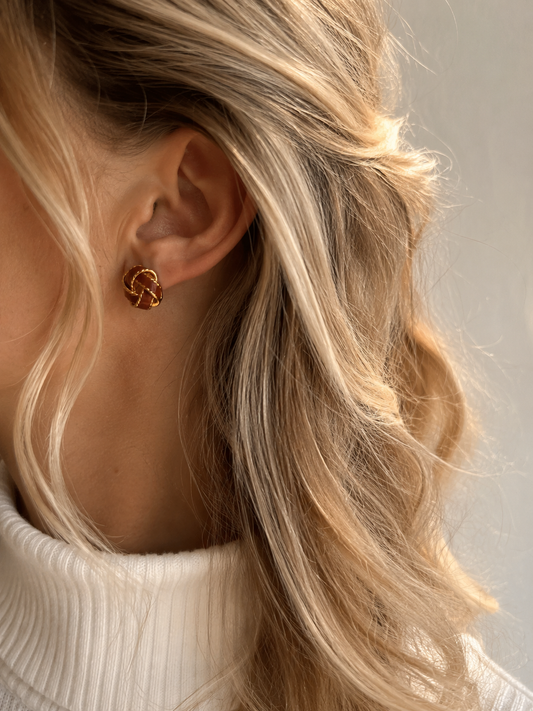 Astor 18K Gold Basket Weaved Ball Studs