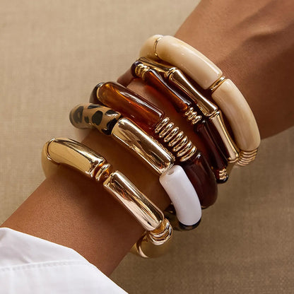 Cove 18K Gold Non-Tarnish Chunky Resin Bangle Set