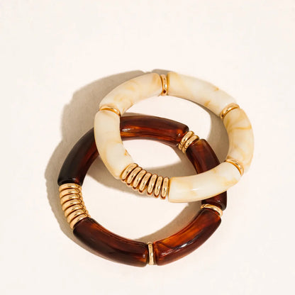 Cove 18K Gold Non-Tarnish Chunky Resin Bangle Set