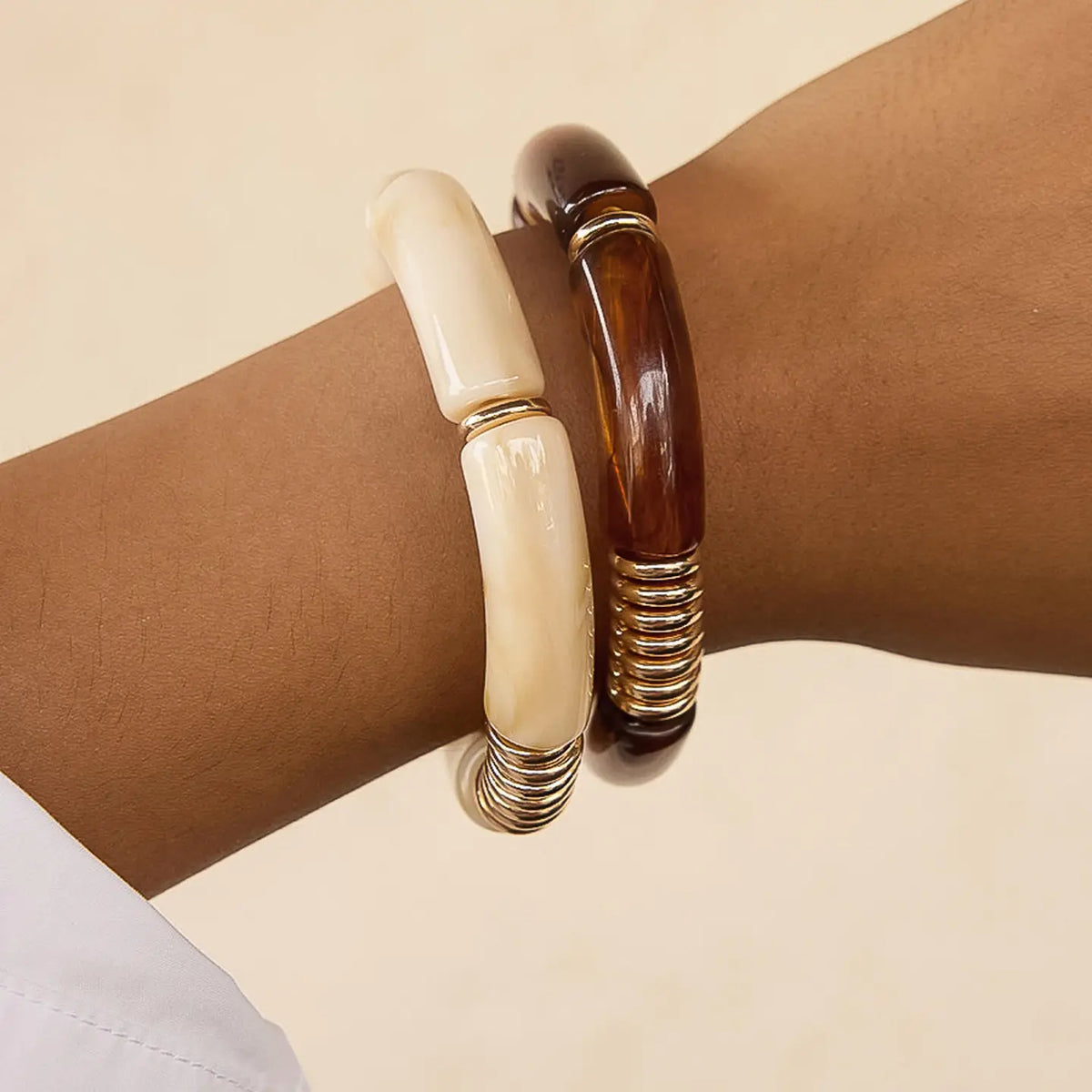 Cove 18K Gold Non-Tarnish Chunky Resin Bangle Set